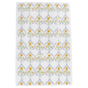 水彩マリゴールドとトレリス ミディアムペーパーバッグ