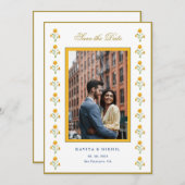 水彩マリーゴールドの写真でSave the Date セーブザデート (正面/裏面)