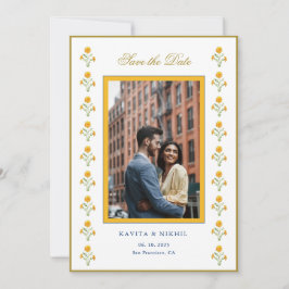 水彩マリーゴールドの写真でSave the Date セーブザデート