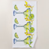 水彩マルガリタカクテルサマー ビーチタオル (正面)