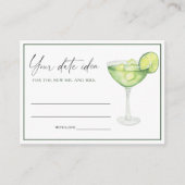 水彩マルガリータブライダルシャワーアイディア日付ジャー エンクロージャーカード (正面)