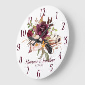 水彩マルサラボホウォーターフローラ結婚ズ ラージ壁時計 (傾斜)