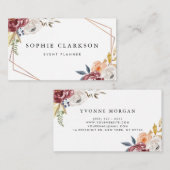 水彩マルサラ秋の花ジオメトリックI 名刺 (正面/裏面)