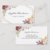 水彩マルサラ秋の花ジオメトリックII 名刺 (正面/裏面)