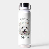 水彩マルチーズ及びフローラリース水瓶 ウォーターボトル (背面)