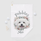 水彩マルチーズ及びフローラリース ゴルフタオル (インサイチュ)