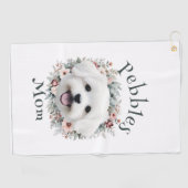 水彩マルチーズ及びフローラリース ゴルフタオル (横)