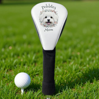 水彩マルチーズ及びフローラリース ゴルフヘッドカバー