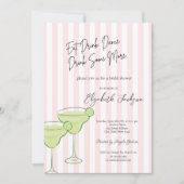 水彩マルティニピンクストライプブライダルシャワー 招待状 (正面)