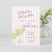 水彩マルティニピンクストライプブライダルシャワー 招待状 (スタンド正面)