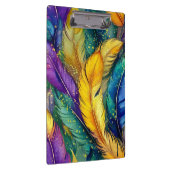 水彩マルディグラスフェザーシームレスパターン クリップボード (右)