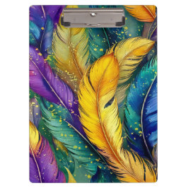 水彩マルディグラスフェザーシームレスパターン クリップボード