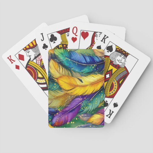 水彩マルディグラスフェザーシームレスパターン トランプ (裏面)