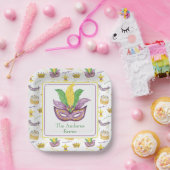 水彩マルディグラスマスクパーソナライズされた ペーパープレート (パーティー)