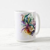 水彩マルディグラスマスク&フェザー コーヒーマグカップ (正面右)