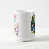 水彩マルディグラスマスク&フェザー コーヒーマグカップ (中央)