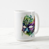 水彩マルディグラスマスク&フェザー コーヒーマグカップ (正面右)