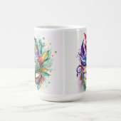 水彩マルディグラスマスク&フェザー コーヒーマグカップ (中央)