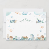 水彩マンガ飛行機子供の誕生日 招待状 (裏面)