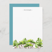 水彩マングローブ文具パーソナライズされた具 ノートカード (正面/裏面)