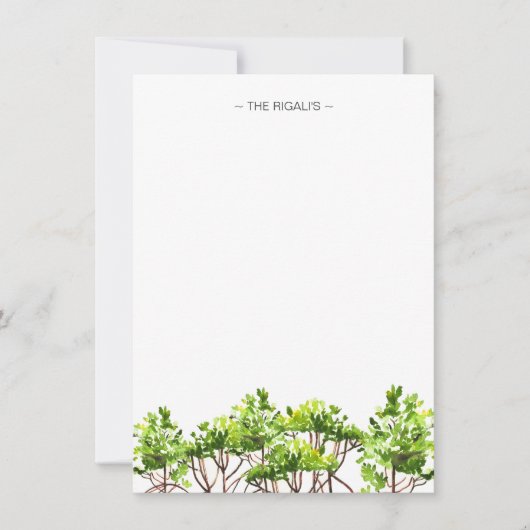 水彩マングローブ文具パーソナライズされた具 ノートカード (正面)