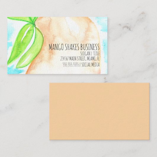 水彩マンゴーハンドスムー色彩の鮮やかズシェイク 名刺 (正面/裏面)