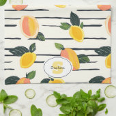 水彩マンゴーパターン離れ緑(2) キッチンタオル (折り畳み)