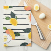水彩マンゴーパターン離れ緑(2) キッチンタオル (四つ折り)