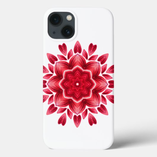 水彩マンダラアート – レッドローズ花びらフラワーカ Case-Mate iPhoneケース (裏面)