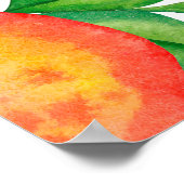 水彩マンダリンフルーツとシームレスなパターン ポスター (角)