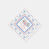 水彩マージャン牌とリボンのパーティー スタンダードカクテルナプキン (角)