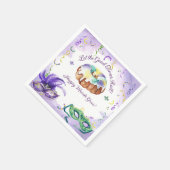 水彩マーディ・グラス、ファット・チューズデーパーティー スタンダードカクテルナプキン (角)