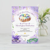 水彩マーディ・グラス、ファット・チューズデーパーティー 招待状 (スタンド正面)