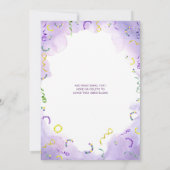 水彩マーディ・グラス、ファット・チューズデーパーティー 招待状 (裏面)