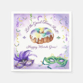 水彩マーディ・グラス、ファット・チューズデー・パーティー スタンダードカクテルナプキン (正面)