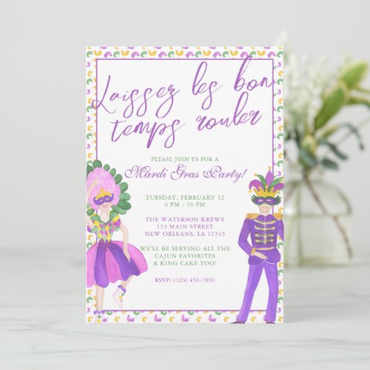 水彩マーディ・グラス・マスカレードパーティ 招待状 (スタンド正面)