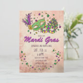 水彩マーディ・グラス・マスク・マスカレード 招待状 (スタンド正面)