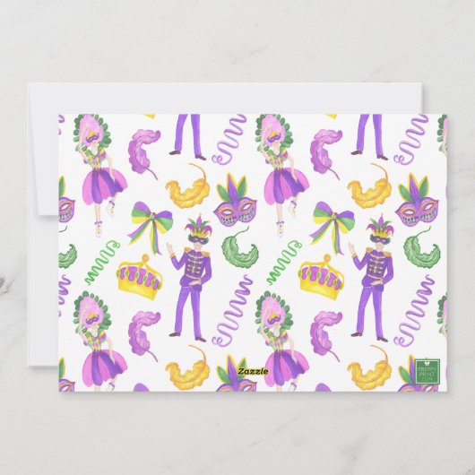 水彩マーディ・グラス・モノグラム・クレスト写真 シーズンカード (裏面)