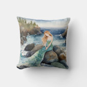 水彩マーメイドオン海岩 クッション (正面)