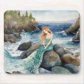 水彩マーメイドオン海岩 マウスパッド (正面)