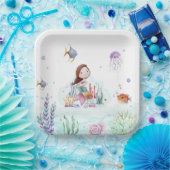 水彩マーメイド海洋生物紙プレート ペーパープレート (パーティー)