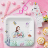 水彩マーメイド海洋生物紙プレート ペーパープレート (パーティー)