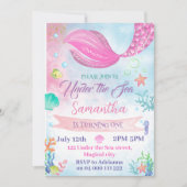 水彩マーメイド第1回第2回第3回45誕生日 招待状 (正面)