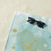 水彩マーメイド金ゴールドとアクアパーソナライズされた ビーチタオル (インサイチュ)