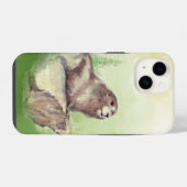 水彩マーモットグラウンドホッグ動物野生生物自然 iPhoneケース (裏面横)