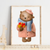 水彩マーリー フラワーベア | クマの壁プリント ポスター