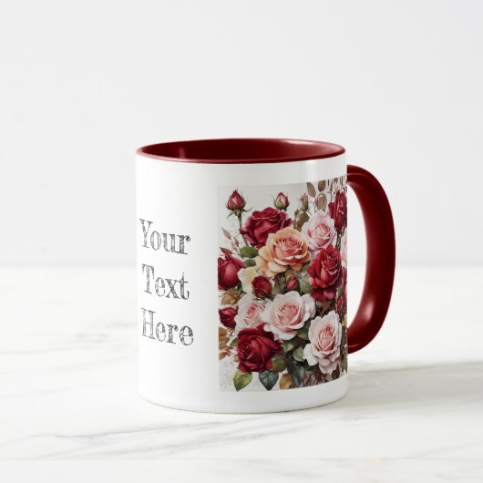 水彩マーンエレガントバラフラワーマグ マグカップ (正面右)