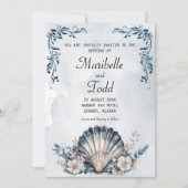 水彩ミア威厳のあるビーチ結婚式招待状 招待状 (正面)