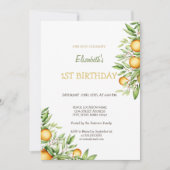 水彩ミカンフラワーズ誕生日 招待状 (正面)