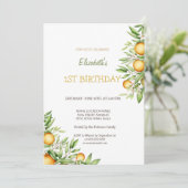 水彩ミカンフラワーズ誕生日 招待状 (スタンド正面)